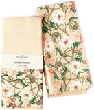 Floral Beige Printed Cotton Kitchen Towels, Set of 2 ,18"x28"