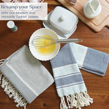 Blue & Gray Turkish Cotton Towels Set of 2, 18"x40"