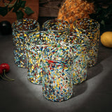 Hand Blown Mexican Drinking Glasses – Set of 6 (Confetti)
