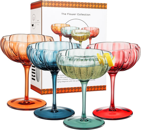 Khen Flower Modern Wavy Glass Coupes Martini