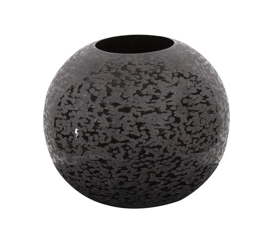 Chiseled Texture Black Iron Globe Vase- Small