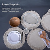 Ivory Braided Cotton Placemat Set of 6 with Fringes
