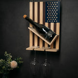 American Flag Wall Mounted Wine Rack, Beautiful Wine & Bottle Holder