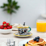 Ricco Deruta Espresso Cup & Saucer, Italian Ceramic