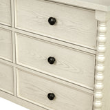46"W 6-Drawer Small Spindle Wood Dresser, Antique Cream *