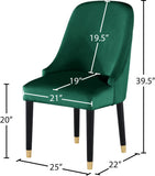 Omni Contemporary Dining Chair Set - Elegant Velvet Upholstery with Gold-Tipped Legs for Comfort