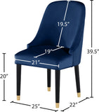 Omni Contemporary Dining Chair Set - Elegant Velvet Upholstery with Gold-Tipped Legs for Comfort