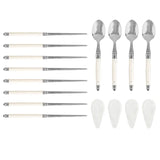 Laguiole Faux Ivory Chopsticks & Spoons with Rests, 4 Pairs