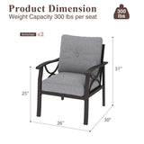 2 Pieces Outdoor Single Sofa, Patio Metal Armchair