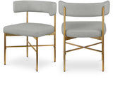 Rivage Dining Chair Set of 2 - Elegant Linen Upholstery with Brushed Gold Frame for Stylish Dining