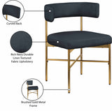 Rivage Dining Chair Set of 2 - Elegant Linen Upholstery with Brushed Gold Frame for Stylish Dining