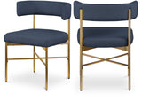 Rivage Dining Chair Set of 2 - Elegant Linen Upholstery with Brushed Gold Frame for Stylish Dining