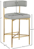 Rivage Stool Set of 2 - Elegant Linen Upholstered Counter Stools with Gold Frame for Modern Dining