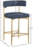 Rivage Stool Set of 2 - Elegant Linen Upholstered Counter Stools with Gold Frame for Modern Dining