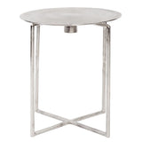 Raw Silver Spiral Top Accent Table