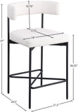Rivage Stool Set of 2 - Elegant Linen Upholstered Bar Stools with Matte Black Metal Frame Comfort