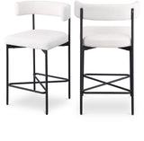 Rivage Stool Set of 2 - Elegant Linen Upholstered Bar Stools with Matte Black Metal Frame Comfort