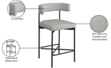 Rivage Stool Set of 2 - Elegant Linen Upholstered Bar Stools with Matte Black Metal Frame Comfort