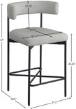 Rivage Stool Set of 2 - Elegant Linen Upholstered Bar Stools with Matte Black Metal Frame Comfort