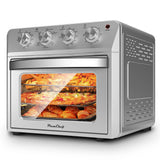 Plum Chef Large Capacity Air Fryer Oven 27.5QT, 6-in-1 Countertop Convection Oven, Air Fry, Bake, Broil, Toast, 4 Knob Control, 1600W, Family Size, Stainless Steel, Silver