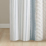 Aztec Chenille Tufted Shower Curtain, White/Navy
