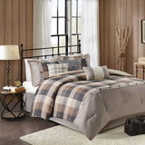 Cabin Farmhouse Buffalo Check Comforter/Duvet Cover Set, Tan