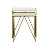 Bette 2-piece Marble Top Nesting Table Set White and Gold