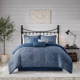 Seersucker Comforter Set, Navy Blue