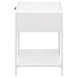 Amherst 1-drawer Radio Weave Cane Metal Bedside Table White