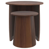 Yency 2-piece Round Mango Wood Nesting Table Set Dark Brown