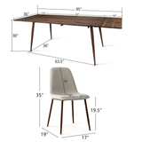 Odense & Oslo 95" Rectangle Dining Table Set for 8 (9-Piece)