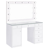 Acena 7-drawer Vanity Set with Lighting White High Gloss