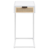 Amherst 1-drawer Radio Weave Cane Metal Side Table White