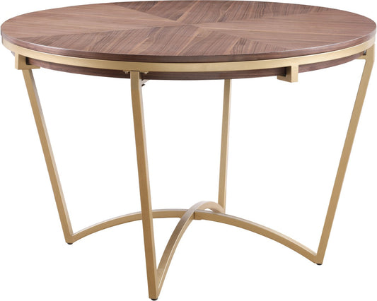 Eleanor Walnut Veneer Dining Table with Brushed Gold Base - Contemporary Design for Stylish Spaces