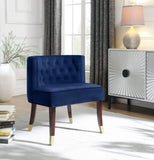 Perry Contemporary Dining Chair Set of 2 - Plush Comfort with Elegant Button Tufting & Gold Accents