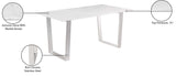 Carlton Modern White Dining Table with Chrome Stainless Steel Base – Elegant Stone Top for 6