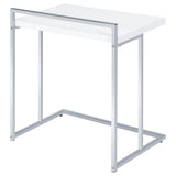 Dani Rectangular C-Shaped Sofa Side Table White High Gloss
