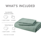 Waffle Weave Textured Duvet Cover Set, Sage Green
