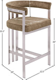 Marcello Counter Stool Set of 2 - Elegant Velvet Seating with Durable Chrome Frame for Modern Homes
