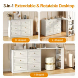 Wholesale Makeup Vanity Desk with 6 Drawers, Extendable corner Vanity