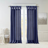 Twist Tab Faux Silk Window Panel, Navy Blue