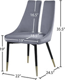 Sleek Contemporary Dining Chair Set - Stylish Velvet Upholstery with Matte Black Legs and Gold Tips