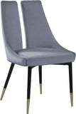 Sleek Contemporary Dining Chair Set - Stylish Velvet Upholstery with Matte Black Legs and Gold Tips