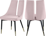 Sleek Contemporary Dining Chair Set - Stylish Velvet Upholstery with Matte Black Legs and Gold Tips