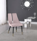 Sleek Contemporary Dining Chair Set - Stylish Velvet Upholstery with Matte Black Legs and Gold Tips