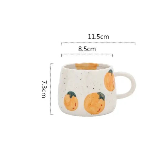 Mixora Ceramic Fruit Print Coffee Mugs Set