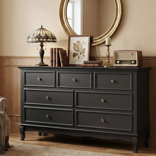 7 Drawer Dresser with Solid Wood Legs