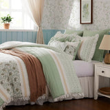 9 Piece Cotton Percale Floral Comforter Set, Sage Green