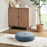 Poly Chenille Round Floor Pillow Cushion, Aqua Blue