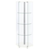 Zahavah 4-shelf Hexagonal Clear Glass Curio Cabinet White
